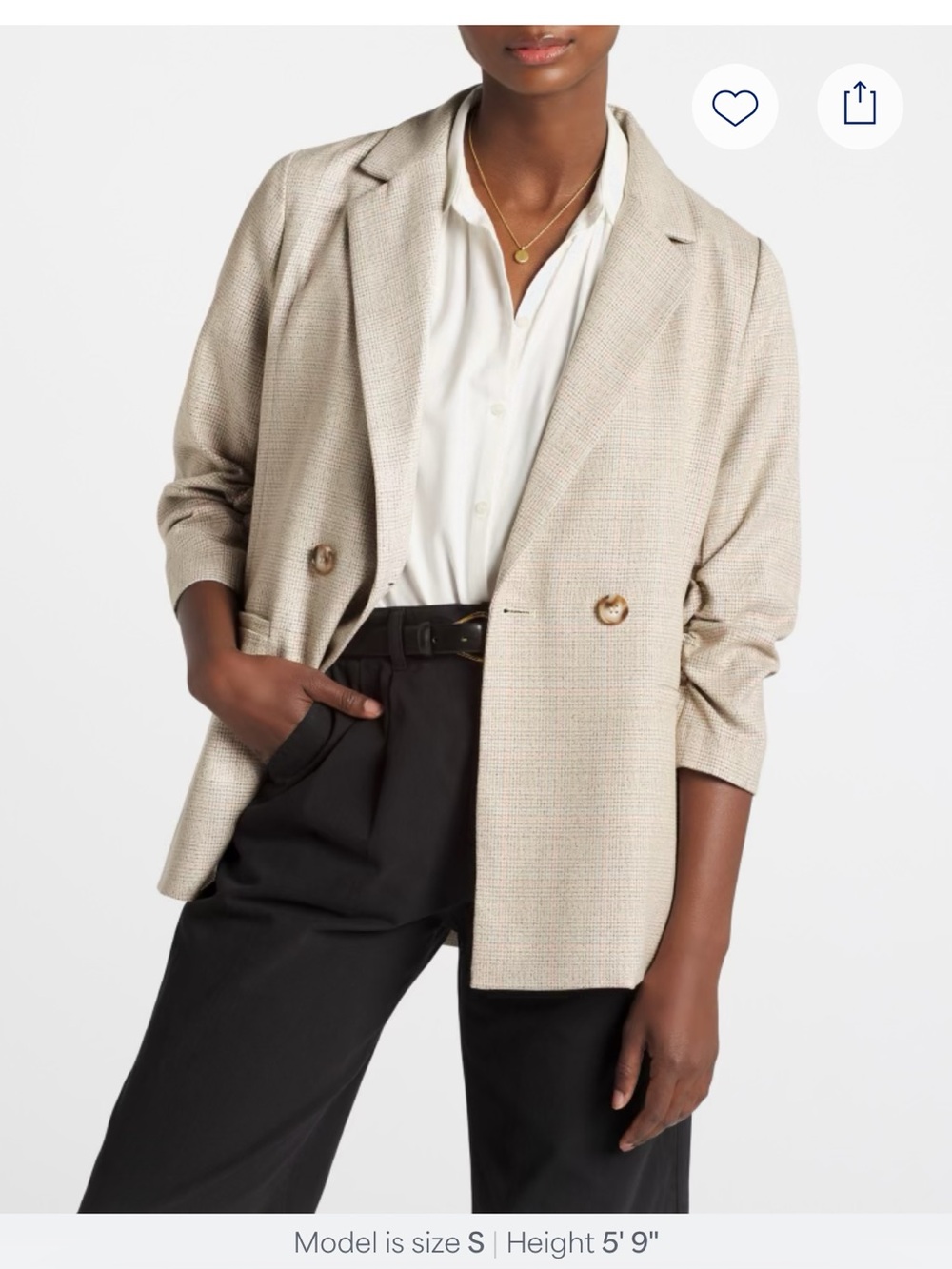 Skies Are Blue Neutral Beige Textured Cross-Front Blazer